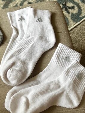 adidas White Crew Athletic Socks with Silver Logo -2 pack